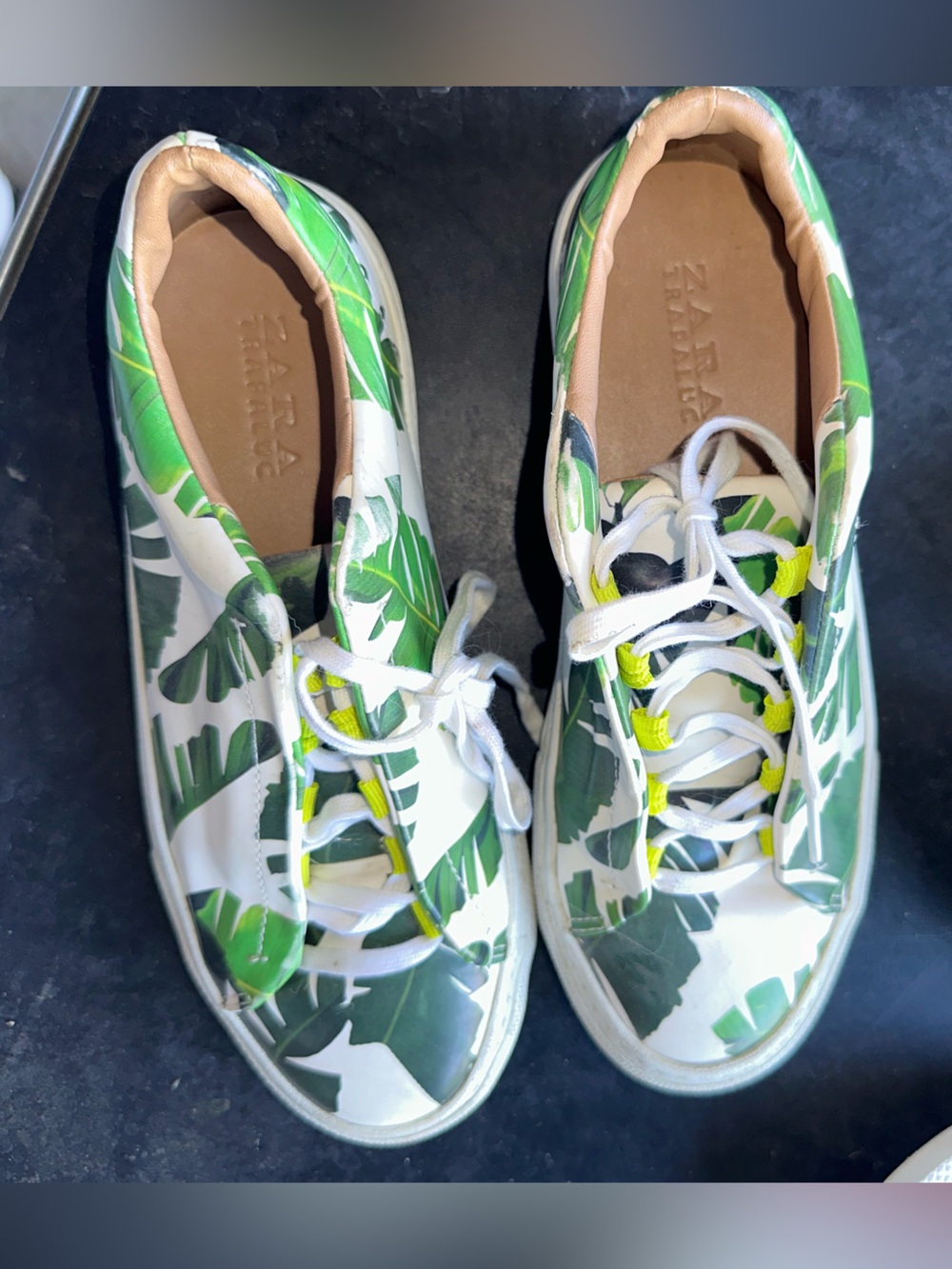 Zara Kids Green and White Leaf Print Sneakers